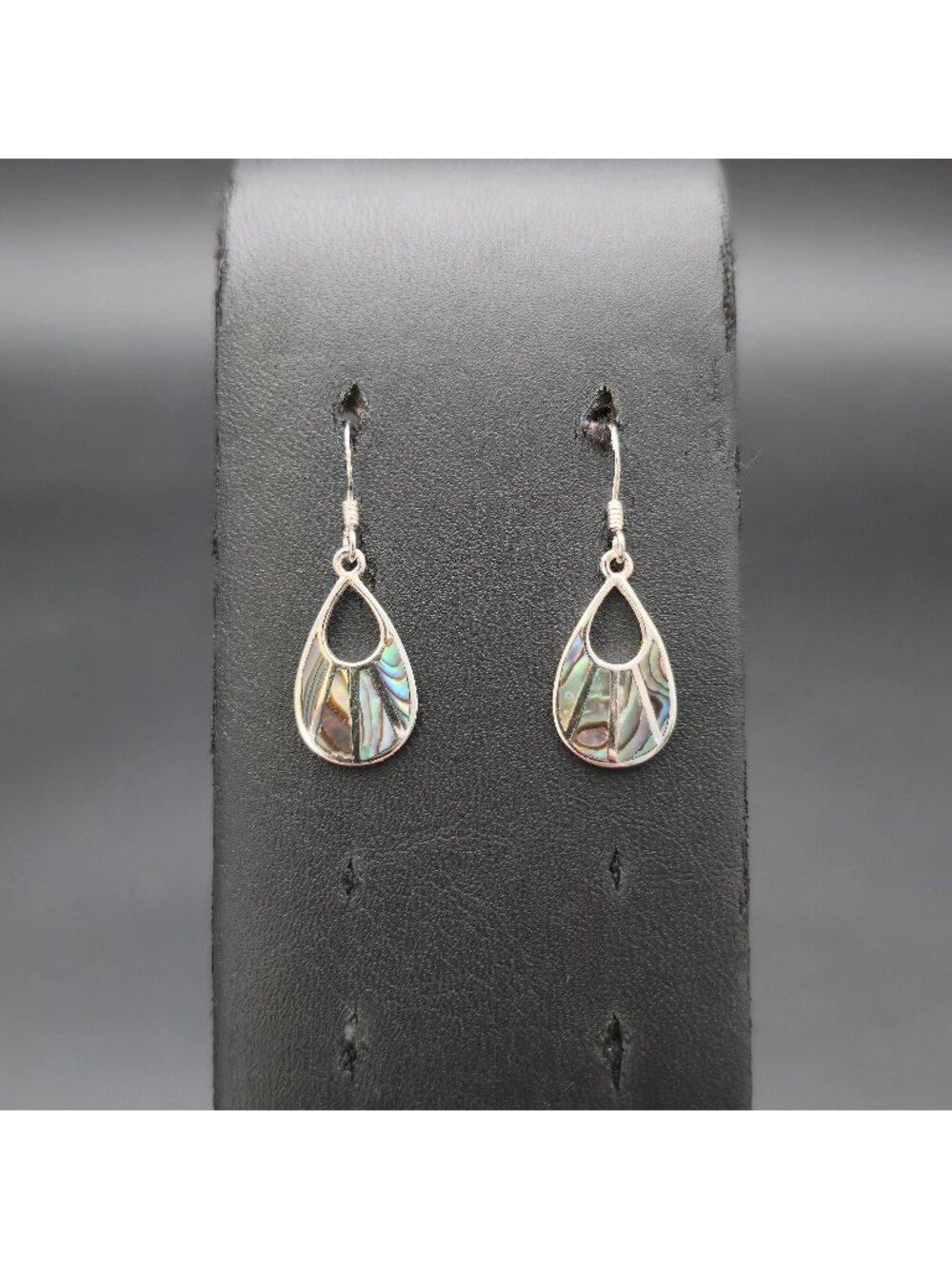 Sterling Silver Paua Abalone Shell Cutout Teardrop Dangle Earrings A8889